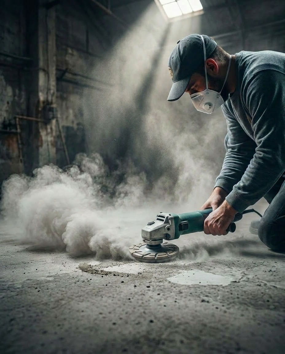 Craftsman applying epoxy surface